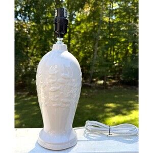 White Ceramic School Of Fish Table Lamp 15" Ocean Nautical Coastal Beach House